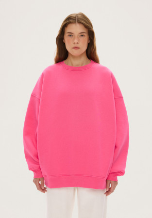 PInk fleece-lined elongate sweatshirt